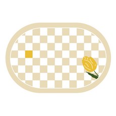 Witherhome 彩色花朵棋盤格地墊, 黃色, 1個