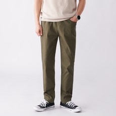 DIELCRI 男士棉質彈力鬆緊腰帶剪裁休閒褲