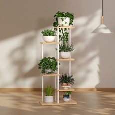 JLIFE 落地式花盆架 48 x 24 x 107 cm, 木色 + 白色, 1個