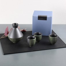 달소금 半身德利酒壺 實惠4件組 森林系列, 1套, 酒瓶 + 酒杯 3個