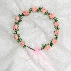 lilydress 玫瑰面紗花環 LFC24, 蜜桃色