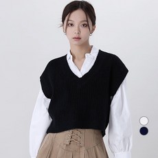 Awesomearound 女款寬鬆羅紋V領針織背心 AA50416