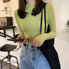 유니제이 여성용 포레아 슬림 골지 반목 니트티