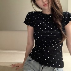PEONIST 女款水滴圓點短袖修身基本款T恤