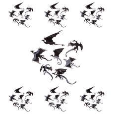 LivingDA 3D 龍裝飾貼紙 7件套, 黑色的, 7套