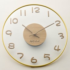 HC CLOCK 凸面玻璃靜音壁掛式掛鐘 30cm A款, A款 天然木