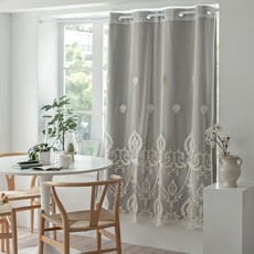 FINDS lifestyle TIERRA Sorena A 嬌小蕾絲窗簾 + 遮光窗簾組合, 白色(蕾絲窗簾), 灰色(遮光窗簾)