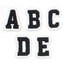 燙印式字母布貼 A + B + C + D + E 套組, 1套, 黑色