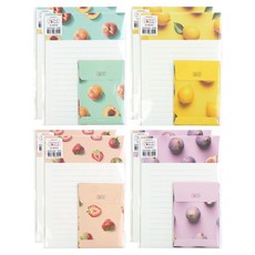 핑크풋 나는 과일 편지지 4종 x 2p 세트, 혼합색상, 1세트