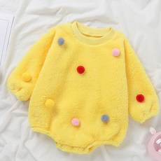 JOY MULTI 彩色球刷毛長袖包屁衣