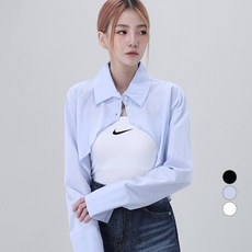 Awesomearound 女款設計感短版剪裁鈕扣襯衫