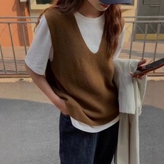The Syrup 女性專用 Laf V領素色針織背心