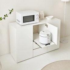 퍼니하우스 소소 다용도 주방 수납장 1200 밥통장 방문설치, 화이트