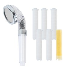 居家般寬雨水壓3段式安全過濾花灑淋浴寬型+維他過濾器混合6p套組, 1套