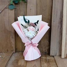 LOVELY FARM Queen Rose 永生花混合花束, 粉紅色, 1個