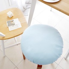 CASA VERDE 11支亞麻日常氛圍素色圓形坐墊, 淺藍色
