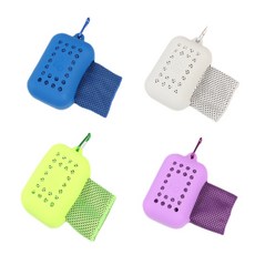 Monster 運動毛巾4件組, 藍色, 灰色, 綠色, 紫色, 1套