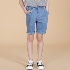 bonumam 兒童款Lewis捏褶哈倫五分牛仔褲