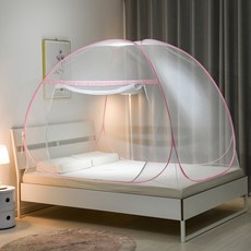 코메리 텐트형 침대모기장 싱글도어 B1243, 핑크