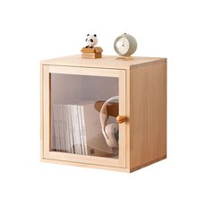 HAPPY LiFE 實木可堆疊置物櫃 透明門無隔板款 12017 40 × 30 × 40cm, 1個, 原木色