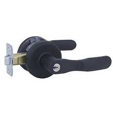 RIVER-GREEN 圓型鎖頭水平門把 黑色, 1個