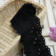 快樂熊 維奧拉 緞帶棉刺繡蕾絲 360 公分, 黑色的, 1個