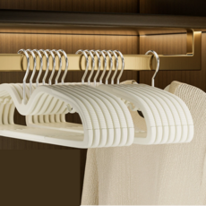 목짧은 회전형 논슬립 옷걸이, 아이보리, 20개