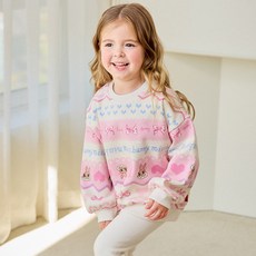 hejmini 迪士尼女童邦妮兔愛心提花水貂絨刷毛T恤