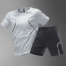 JTL 男款訓練運動風短袖T恤 + 短褲套裝