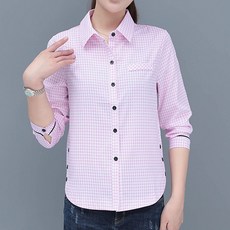 알로데 여성용 미라 옆라인 트임단추 체크 셔츠