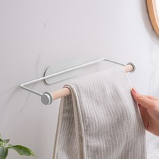 Yulala免打孔木質抹布架, 純白