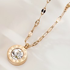 NOID-B 女性醫療鋼簡約水晶水波鍊項鍊