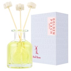 허브타임 NEW 실내용 디퓨저 130ml + 플라워 석고 랜덤발송 4p + 섬유스틱 5p 선물세트, 골든피치, 1개