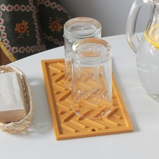 에이드엘 헤링본 실리콘 식기 건조매트 미니, 1단, 머스타드, 2개