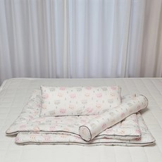 아띠블랑 코튼 꿀잠 와이드 베개 커버 2p + 베개 속통 + 차렵이불 + 바디필로우 세트, 체크베어