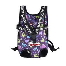 YOU&ME 卡通寵物防水背帶式外出後背包, 恐龍 紫色