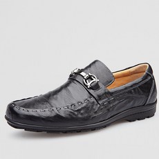 VONIN 男士牛皮皺紋皮革輕量鞋底金屬飾扣休閒鞋 HD002
