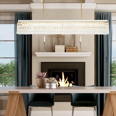 온누리 펜던트 LED 헤븐 크리스탈 샹들리에 주방등 사각 1200 50W 삼성칩, 화이트 + 골드