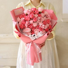 센트바스켓 비누꽃 자이언트 50송이 장미 꽃다발, 핑크, 1개