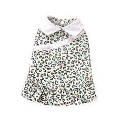 루나글램 반려동물 호피무늬 원피스, 화이트, 1개