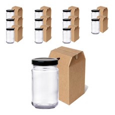 mir B 250 直筒型密封玻璃瓶 黑色瓶蓋 + 高級高款禮盒, 210ml, 12套