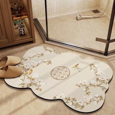 Wider Home 東方風情防滑地墊, 米色, 1個