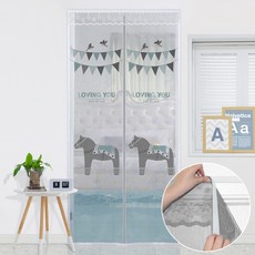 dashop 玄關門用磁吸式魔鬼氈防蚊門簾, 快樂小馬