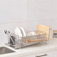 PureCell 頂級 304 全不鏽鋼瀝水碗盤架 C側傾斜型, 銀色, 1層, 1個