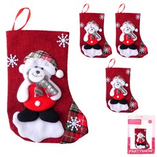 PARTYSHOW 聖誕裝飾襪 小熊 4入, 混合色, 4個