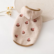 PASTEL PET 寵物刺繡圖案羊羔毛連帽外套, 米色