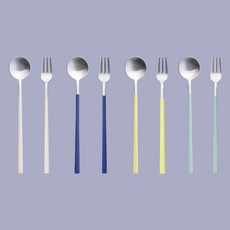 늘봄 티스푼포크 세트 레몬 + 크림 + 민트 + 네이비, 1세트, 티스푼 4종 + 포크 4종