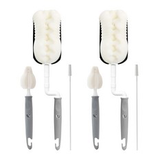 lieto 旋轉海綿奶瓶刷+奶嘴刷+迷你刷組, 2組, 現代灰