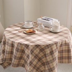 FORHOME 手工可朗芙磨毛格紋桌布, 巧克力可朗芙, 1個, XS(60 x 60 cm)