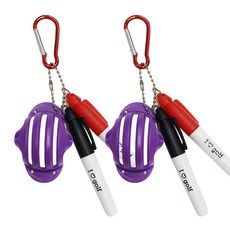 GoGolf 高爾夫球推桿三線劃線器, 紫羅蘭色(劃線器框架), 隨機出貨(簽字筆, 掛鉤), 2個